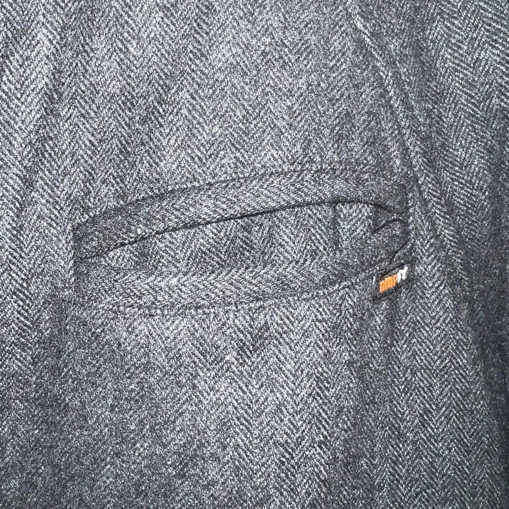 AMPLIFY Classic Wool Blend Herringbone Weave Bomber Style Jacket Grey Men's Sz L